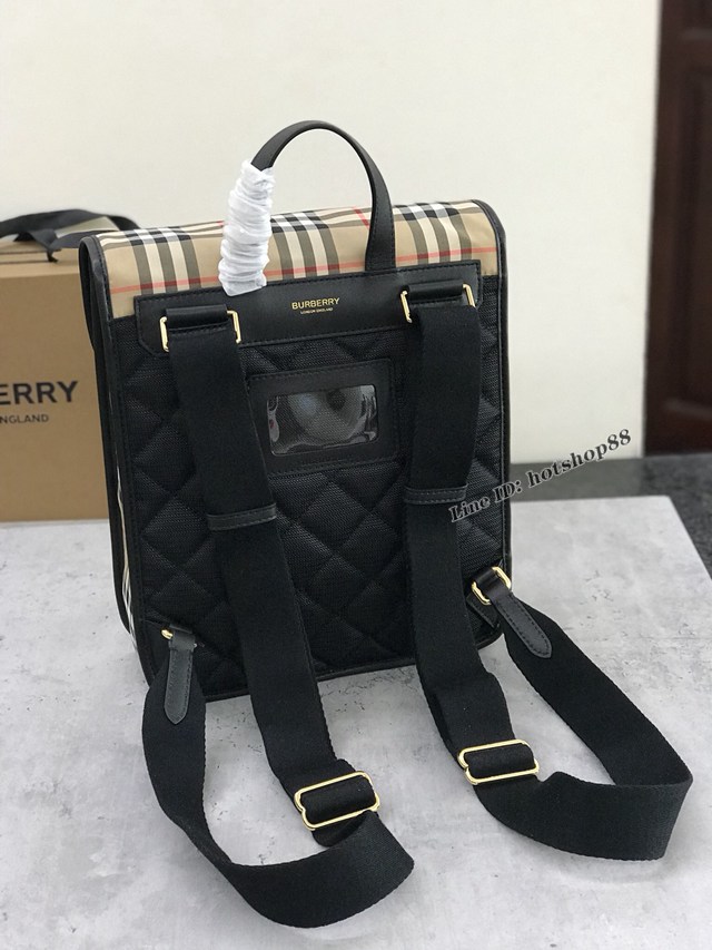 Burberry專櫃新款格紋雙肩包 巴寶莉vintage復古紋男士背包 yxb1100